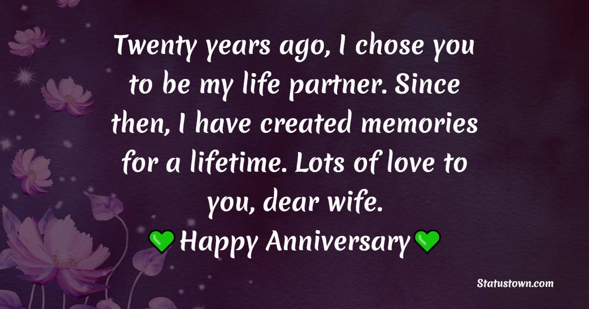 Sweet 20th Anniversary Wishes for Wife
