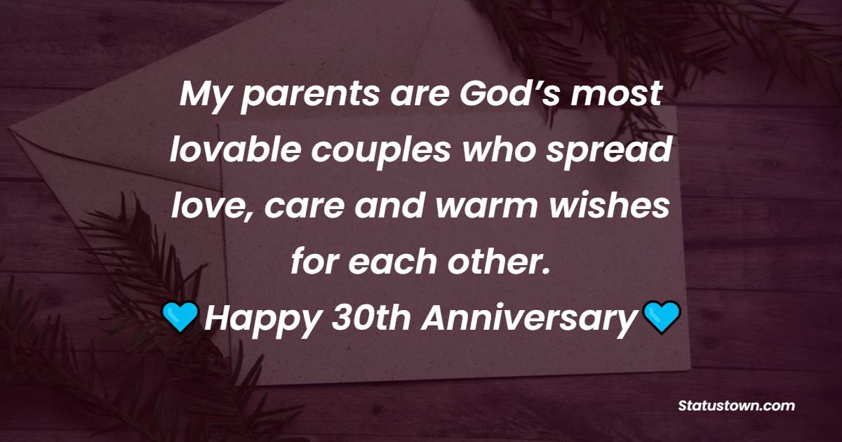 My parents are God’s most lovable couples who spread love, care and warm wishes for each other. Happy 30th anniversary to both angels of my life. - 30th Anniversary Wishes