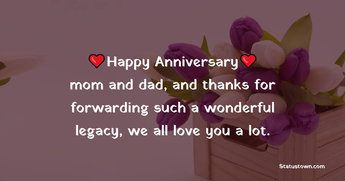 Happy Anniversary mom and dad, and thanks for forwarding such a wonderful legacy, we all love you a lot. - 30th Anniversary Wishes
