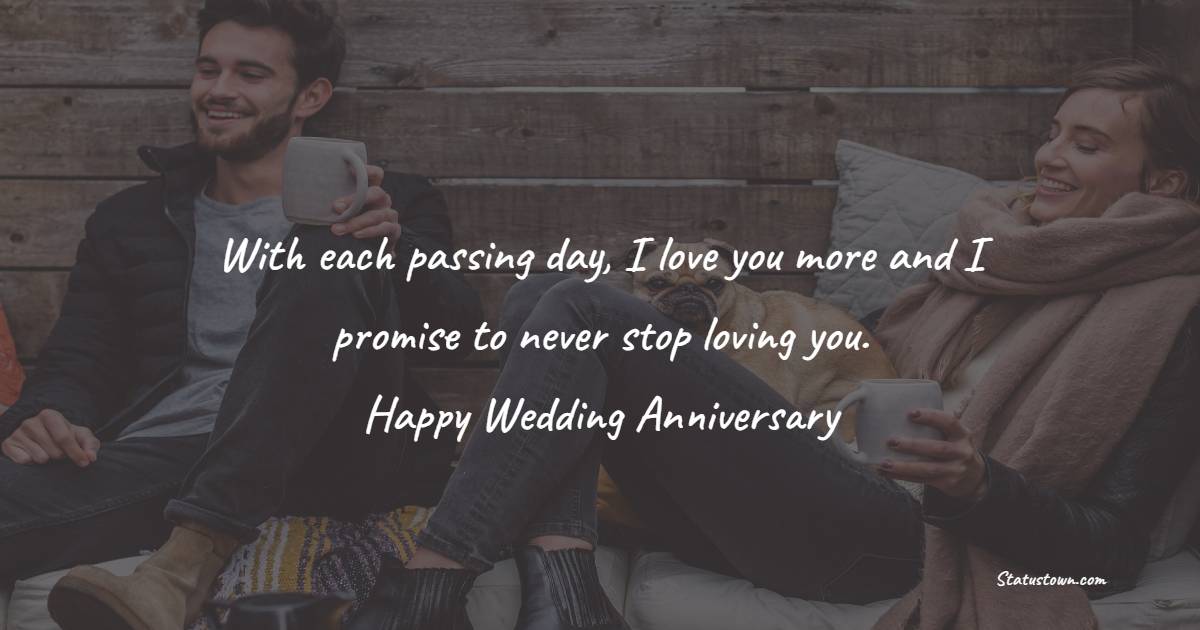 With each passing day, I love you more and I promise to never stop loving you. Happy  Wedding Anniversary - 7th Anniversary Wishes for Husband
