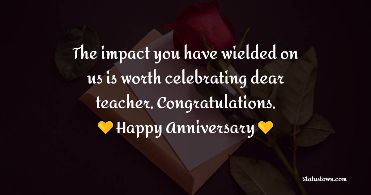 The impact you have wielded on us is worth celebrating dear teacher. Congratulations.