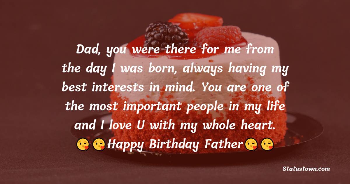   Dad, you were there for me from the day I was born, always having my best interests in mind. You are one of the most important people in my life and I love U with my whole heart.    - Birthday Wishes for Dad
