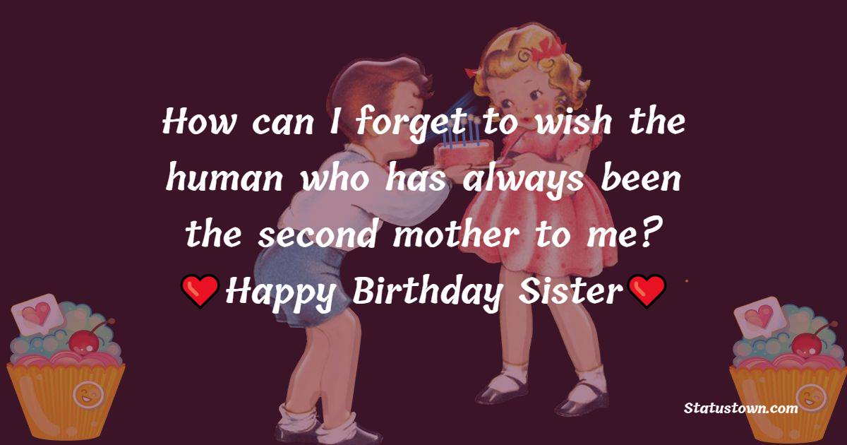  How can I forget to wish the human who has always been the second mother to me. - Birthday Wishes for Sister