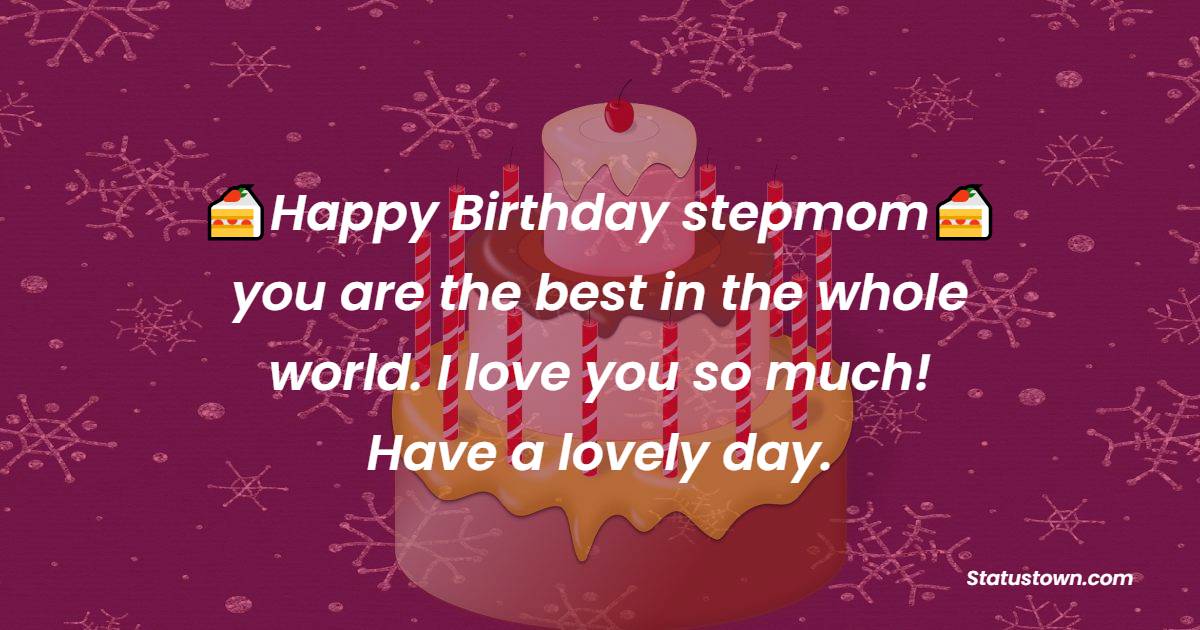 Happy Birthday, stepmom, you are the best in the whole world. I love you so much! Have a lovely day. - Birthday Wishes for Stepmom