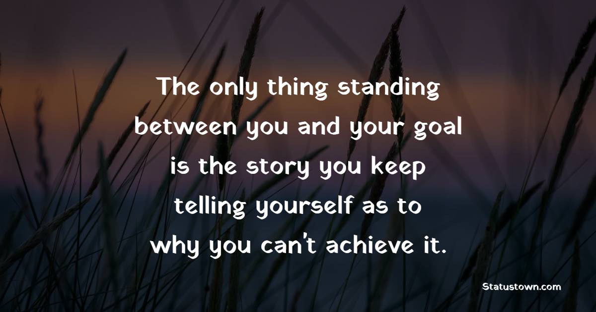 The only thing standing between you and your goal is the story you keep telling yourself as to why you can't achieve it. - Change Your Time Quotes