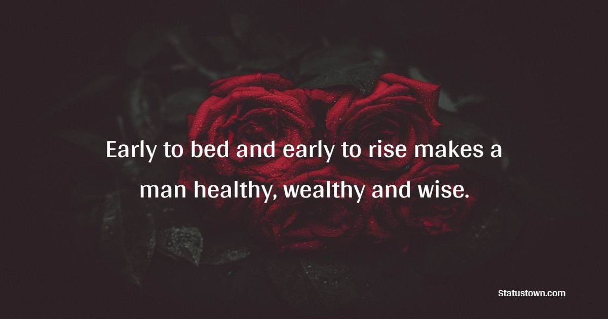 Early to bed and early to rise makes a man healthy, wealthy and wise. - Early Sleep Quotes 