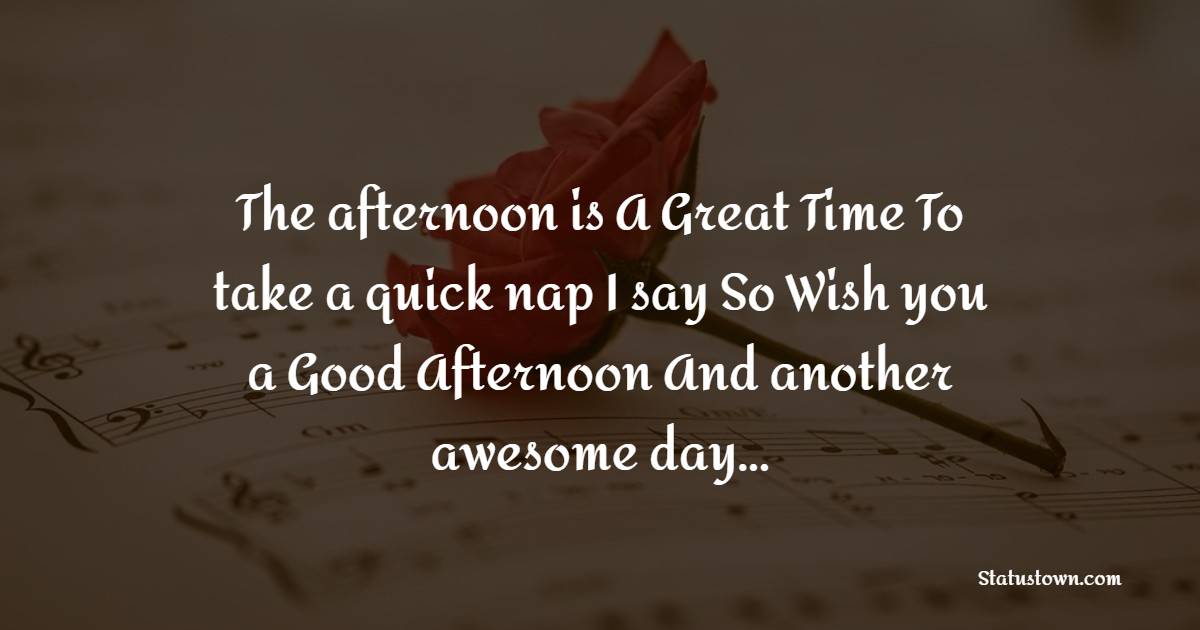 The afternoon is A Great Time To take a quick nap I say So Wish you a Good Afternoon And another awesome day... - Good Afternoon Wishes 