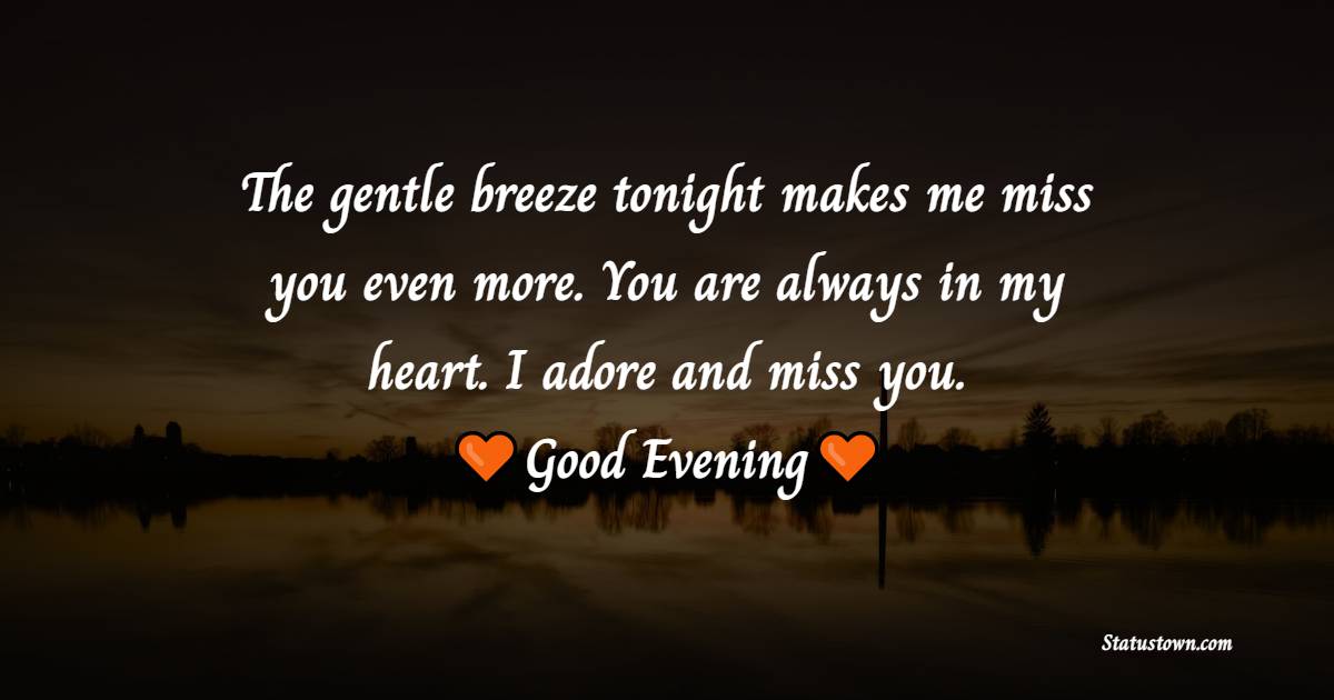 The gentle breeze tonight makes me miss you even more. You are always in my heart. I adore and miss you.