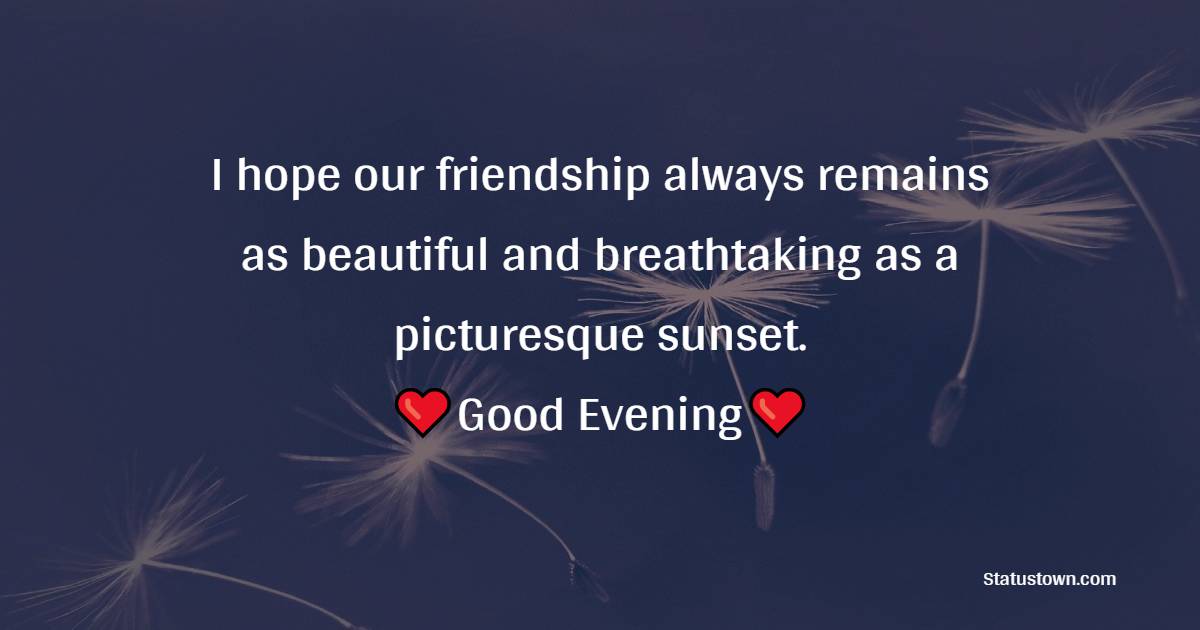 I hope our friendship always remains as beautiful and breathtaking as a picturesque sunset. Good evening.
