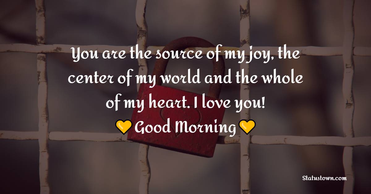 You are the source of my joy, the center of my world and the whole of my heart. I love you! - Romantic Good Morning Messages 