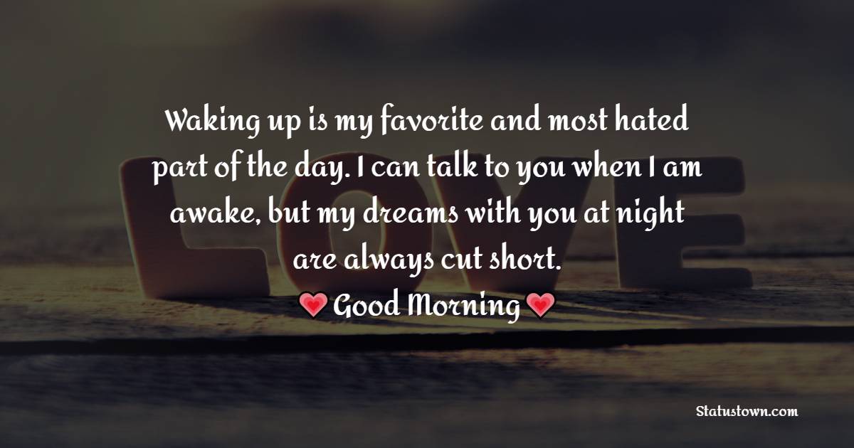 Waking up is my favorite and most hated part of the day. I can talk to you when I am awake, but my dreams with you at night are always cut short. - Romantic Good Morning Messages 