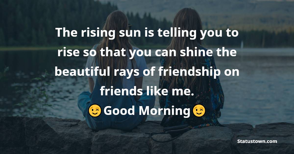 The rising sun is telling you to rise so that you can shine the beautiful rays of friendship on friends like me. Good morning. - Good Morning Message For Friends 