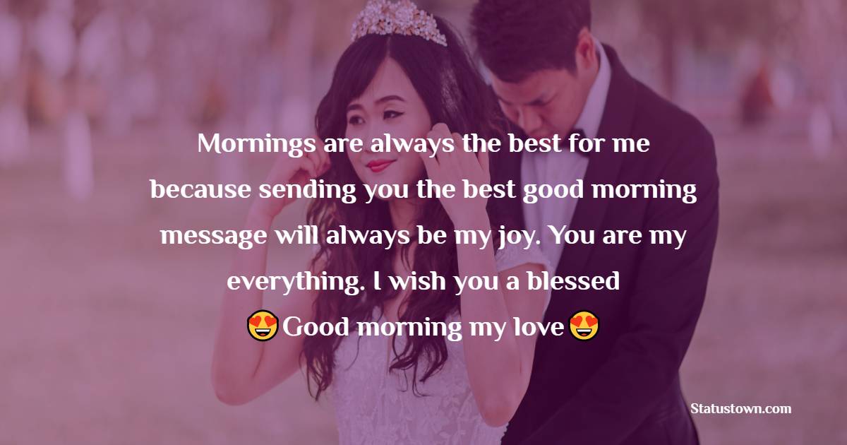 Mornings are always the best for me because sending you the best good morning message will always be my joy. You are my everything. I wish you a blessed Good morning my love. - Good Morning Message For Husband