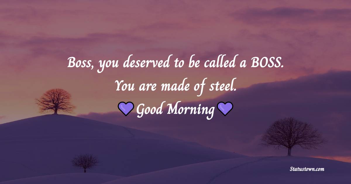 Boss, you deserved to be called a BOSS. You are made of steel. Good morning