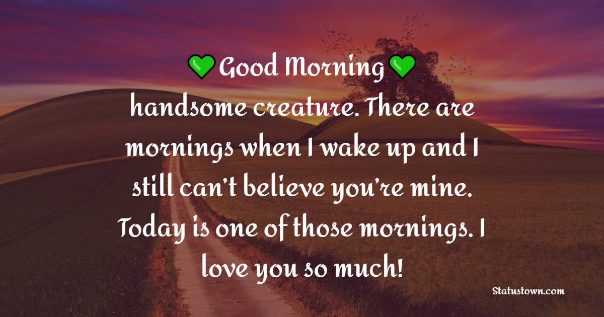 Good morning, handsome creature. There are mornings when I wake up and I still can’t believe you’re mine. Today is one of those mornings. I love you so much! - Good Morning Messages For Boyfriend