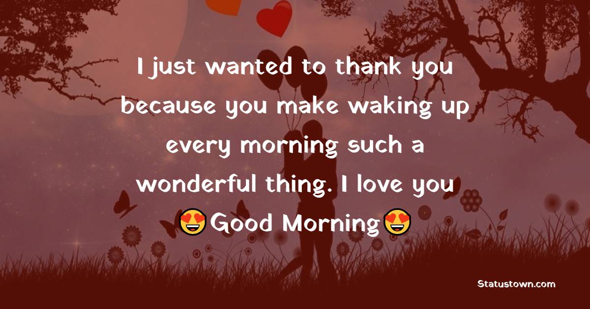 I just wanted to thank you because you make waking up every morning such a wonderful thing. I love you. Good morning! - Good Morning Messages For Boyfriend