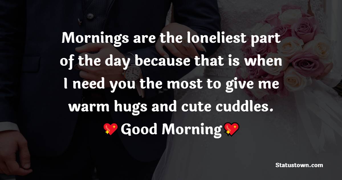 Mornings are the loneliest part of the day because that is when I need you the most to give me warm hugs and cute cuddles. I miss you, good morning. - Good Morning Messages For Boyfriend 
