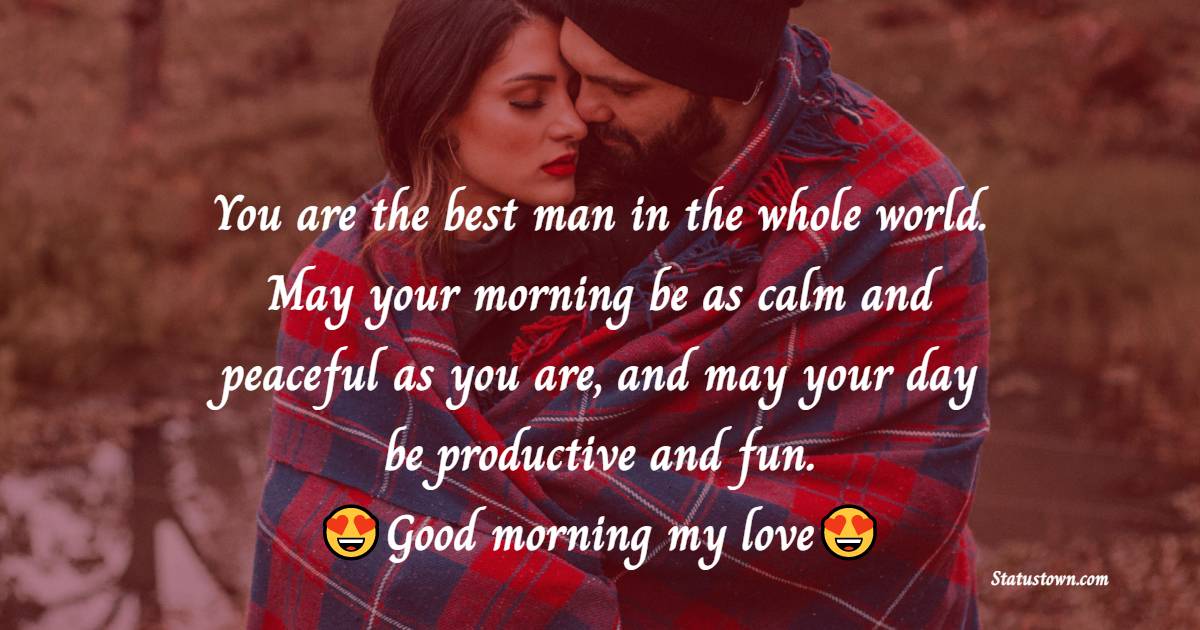 You are the best man in the whole world. May your morning be as calm and peaceful as you are, and may your day be productive and fun. Good morning, my love. - Good Morning Messages For Boyfriend