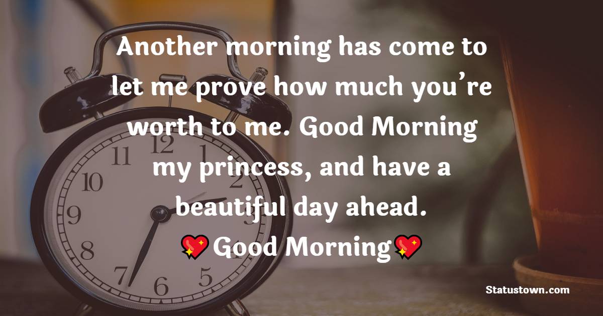 Another morning has come to let me prove how much you’re worth to me. Good Morning my princess, and have a beautiful day ahead. - Good Morning Messages For Girlfriend