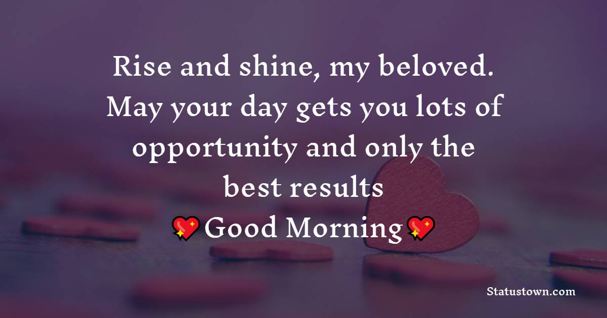Rise and shine, my beloved. May your day gets you lots of opportunity and only the best results - Good Morning Messages For Girlfriend 