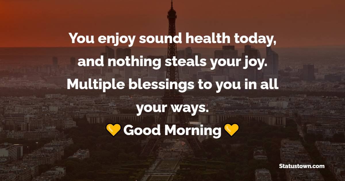 You enjoy sound health today, and nothing steals your joy. Multiple blessings to you in all your ways. Good morning. - Good Morning Messages for Aunt 