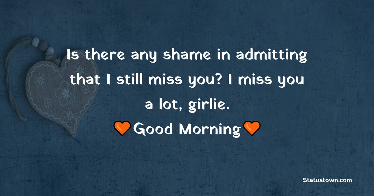 Is there any shame in admitting that I still miss you? I miss you a lot, girlie. Good Morning - Good Morning Messages for Ex Girlfriend
 