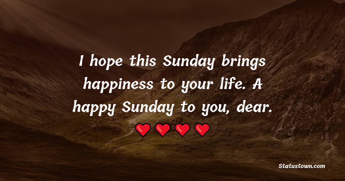 I hope this Sunday brings happiness to your life. A happy Sunday to you, dear.