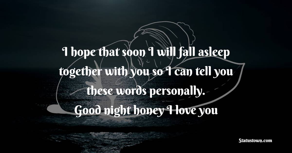 I hope that soon I will fall asleep together with you so I can tell you these words personally. Good night honey I love you.