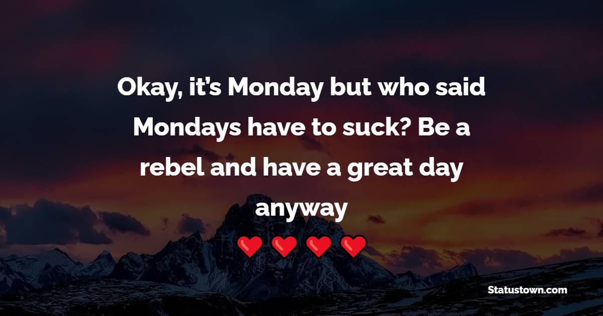 Okay, it’s Monday but who said Mondays have to suck? Be a rebel and have a great day anyway