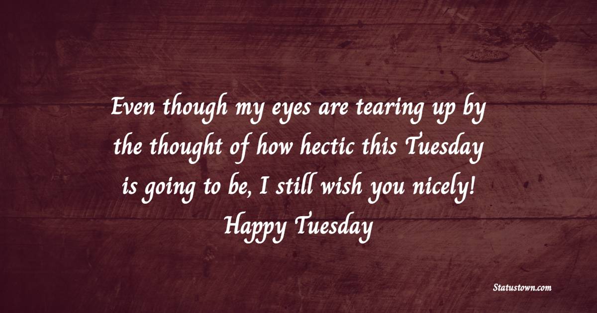 Even though my eyes are tearing up by the thought of how hectic this Tuesday is going to be, I still wish you nicely! Happy Tuesday!