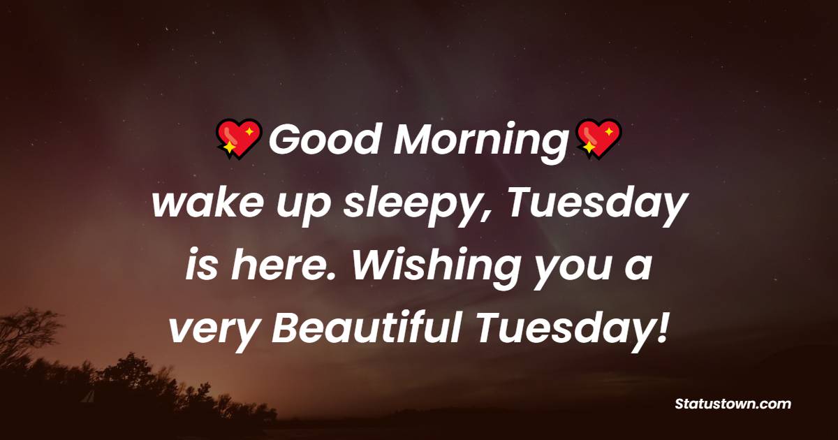 Good Morning, wake up sleepy, Tuesday is here. Wishing you a very Beautiful Tuesday! - Happy Tuesday Messages