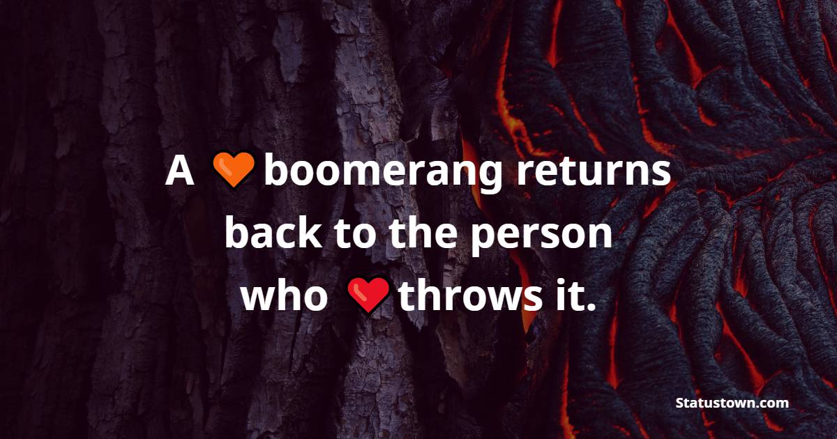 A boomerang returns back to the person who throws it.
