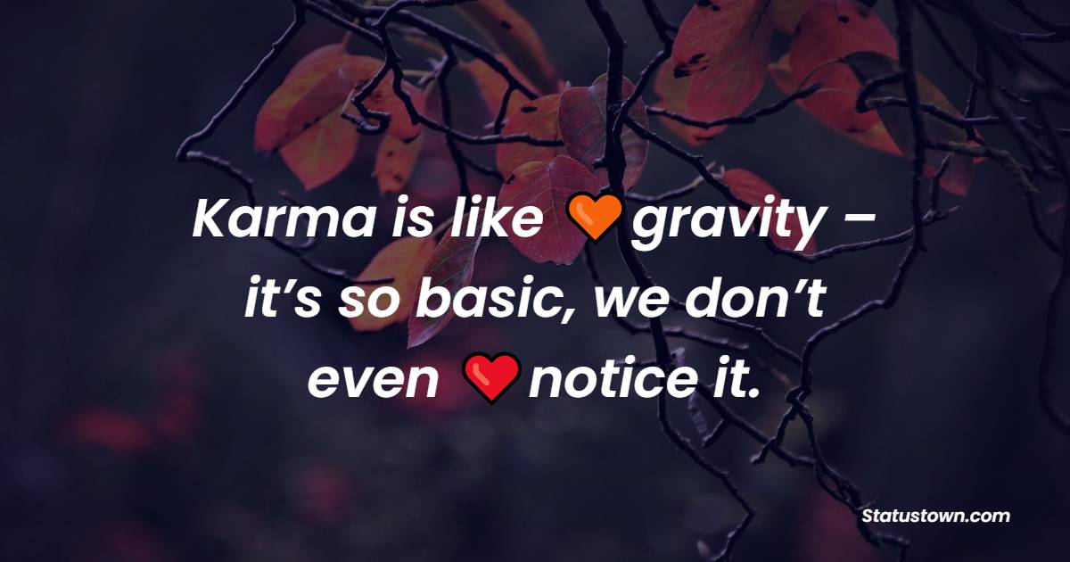 Karma is like gravity – it’s so basic, we don’t even notice it. - Karma Status and Messages