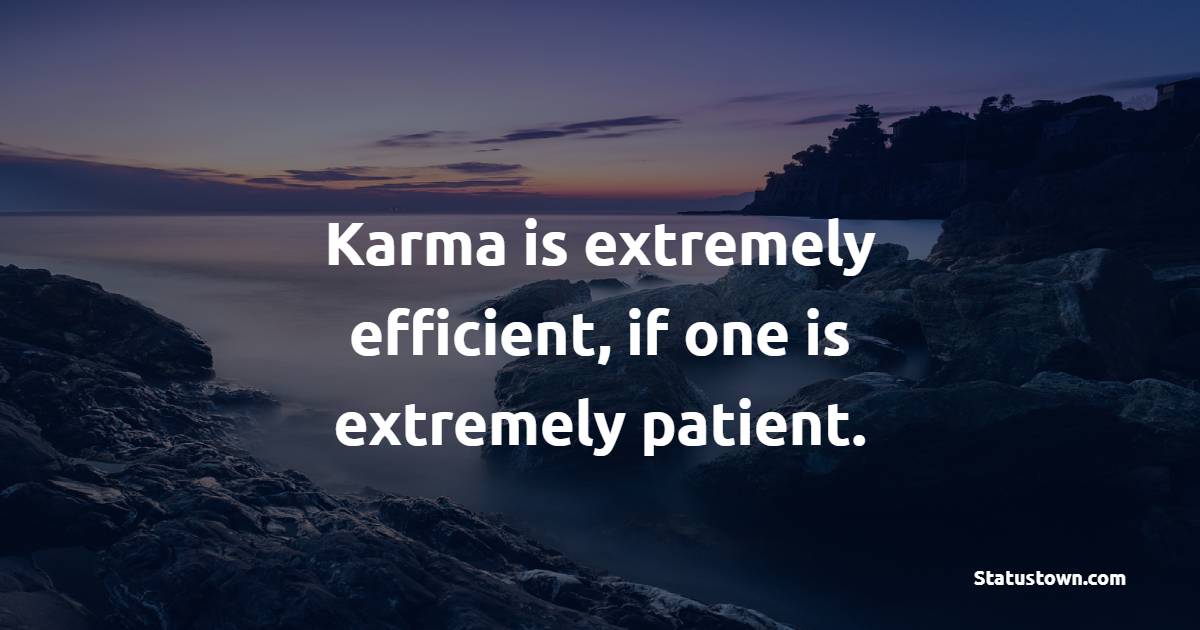 Karma is extremely efficient, if one is extremely patient. - Karma Status and Messages