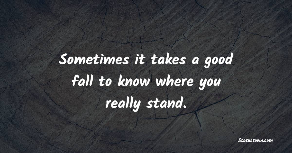 Sometimes it takes a good fall to know where you really stand. - Keep Going Quotes 