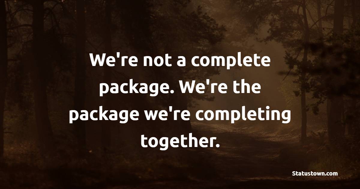 We're not a complete package. We're the package we're completing together.