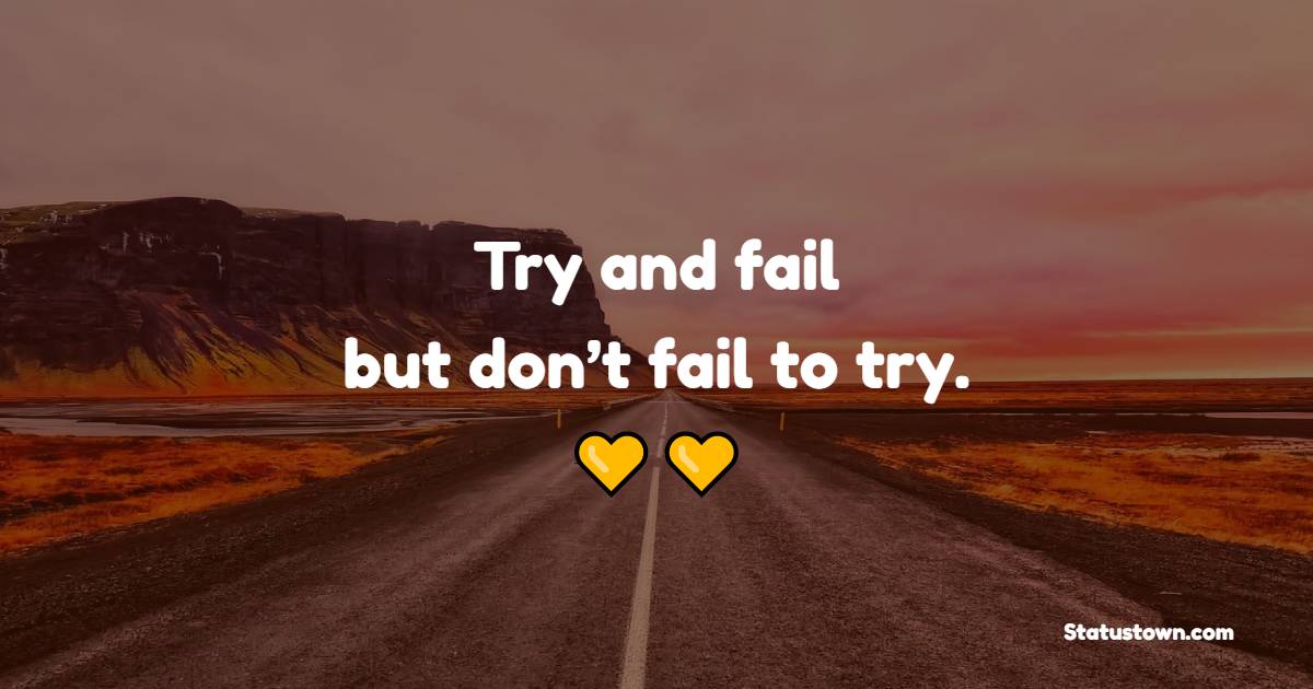 Try and fail, but don’t fail to try.