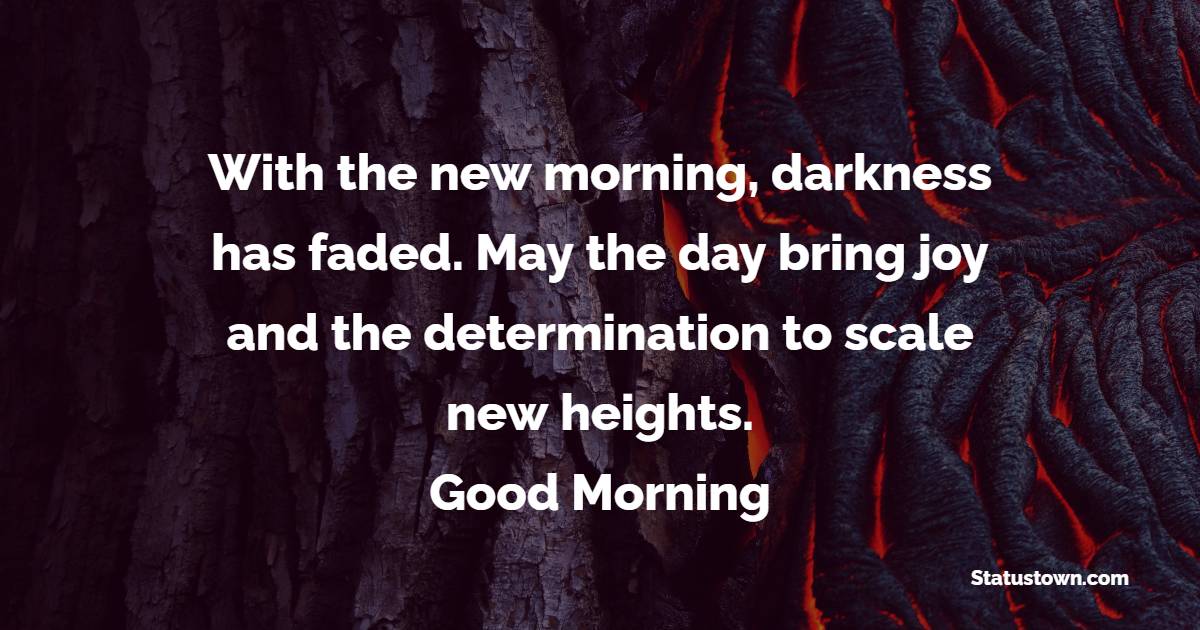 With the new morning, darkness has faded. May the day bring joy and the determination to scale new heights. Good Morning!