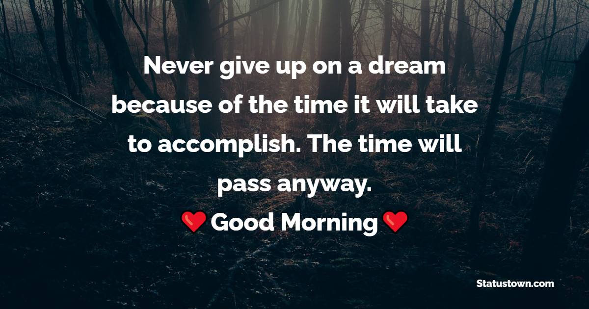 Never give up on a dream because of the time it will take to accomplish. The time will pass anyway.