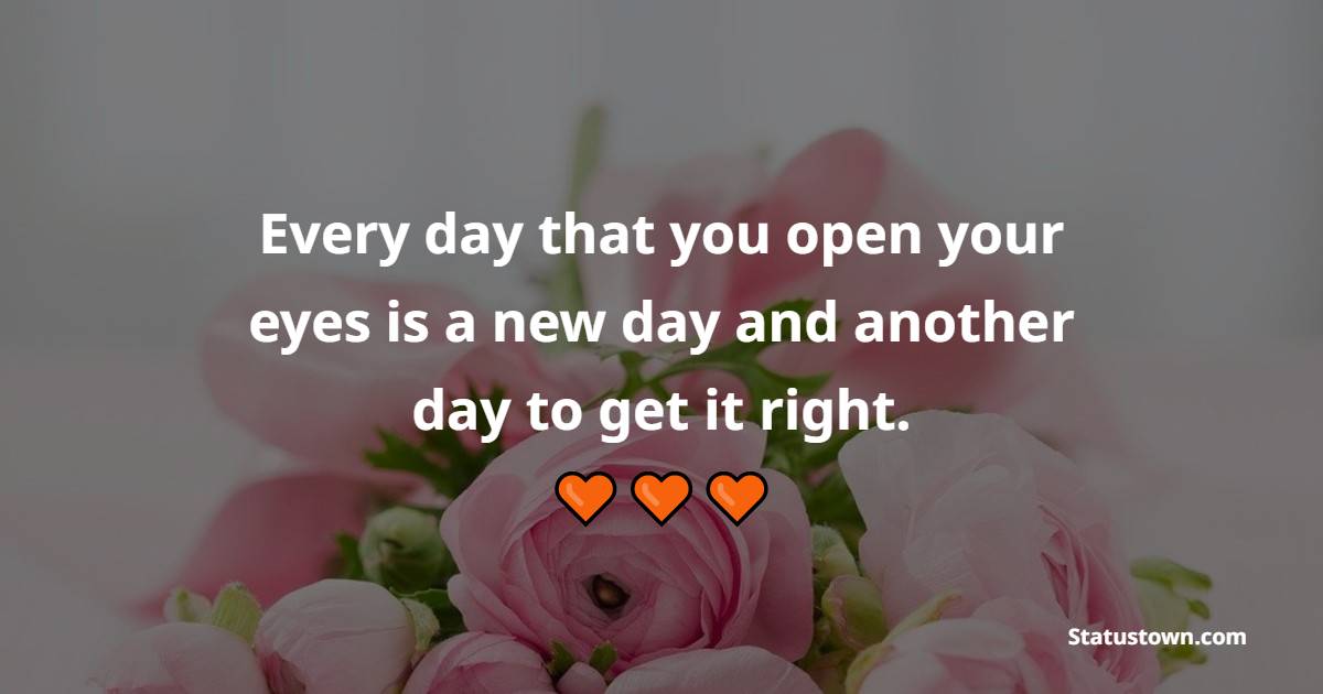 Every day that you open your eyes is a new day and another day to get it right. - New Day Quotes