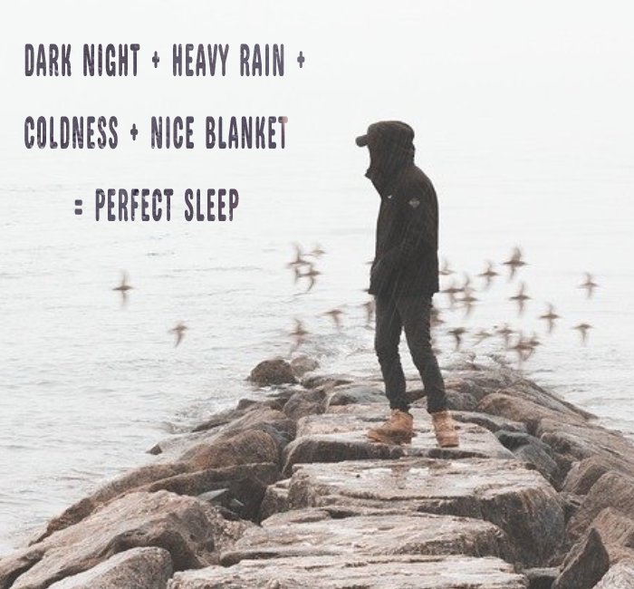 Dark night + Heavy rain + Coldness + Nice blanket = Perfect sleep - Rain Status