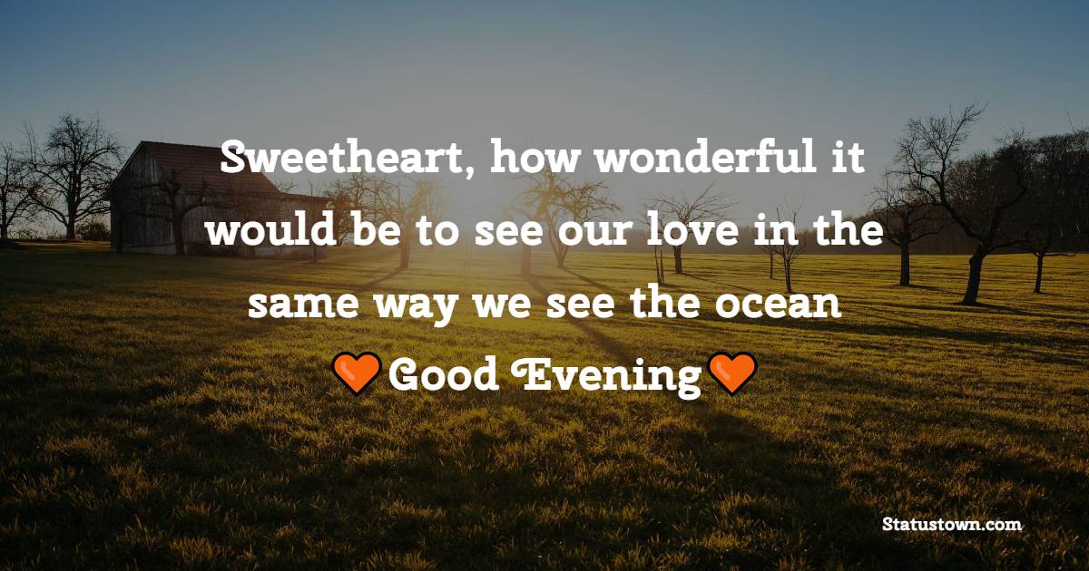 Sweetheart, how wonderful it would be to see our love in the same way we see the ocean - Romantic Good Evening Messages