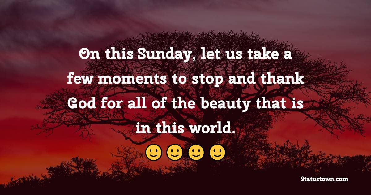 On this Sunday, let us take a few moments to stop and thank God for all of the beauty that is in this world. - Sunday Motivation Quotes