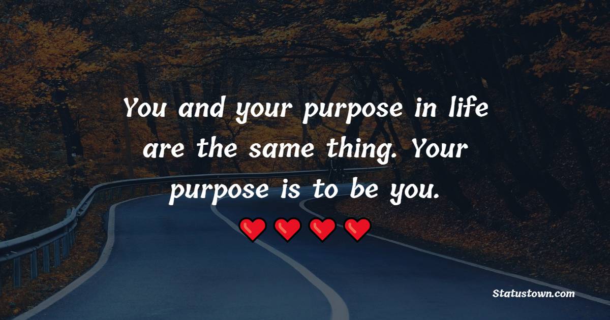 You and your purpose in life are the same thing. Your purpose is to be you.