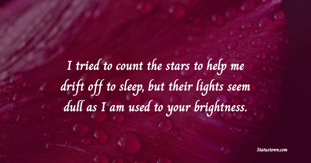 I tried to count the stars to help me drift off to sleep, but their lights seem dull as I am used to your brightness.