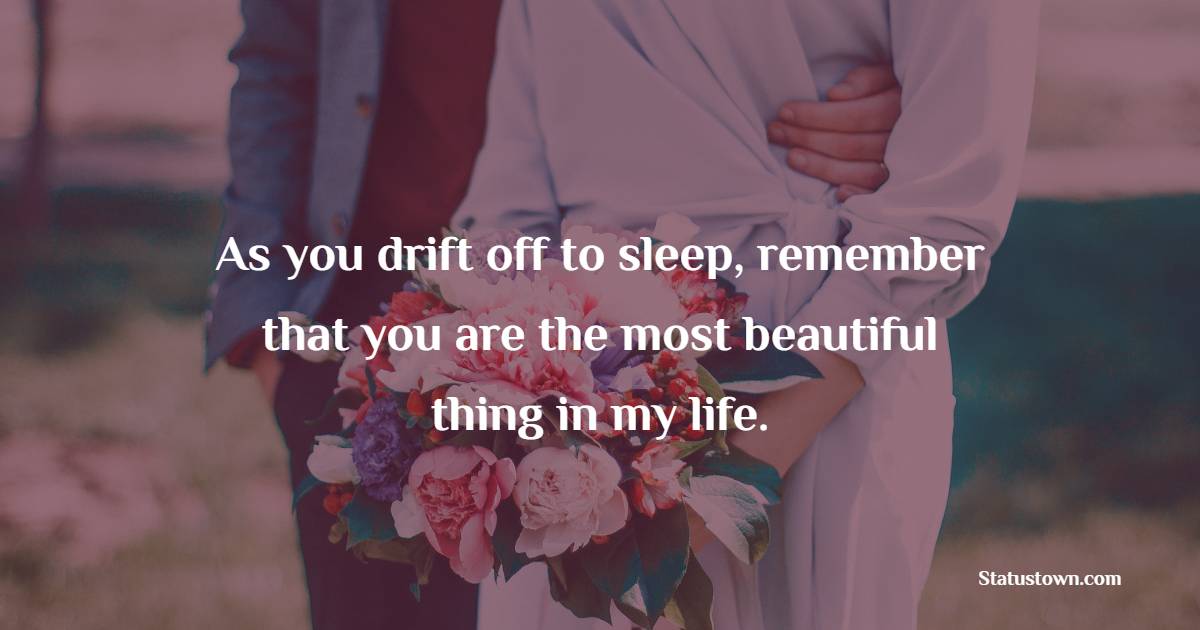 As you drift off to sleep, remember that you are the most beautiful thing in my life.