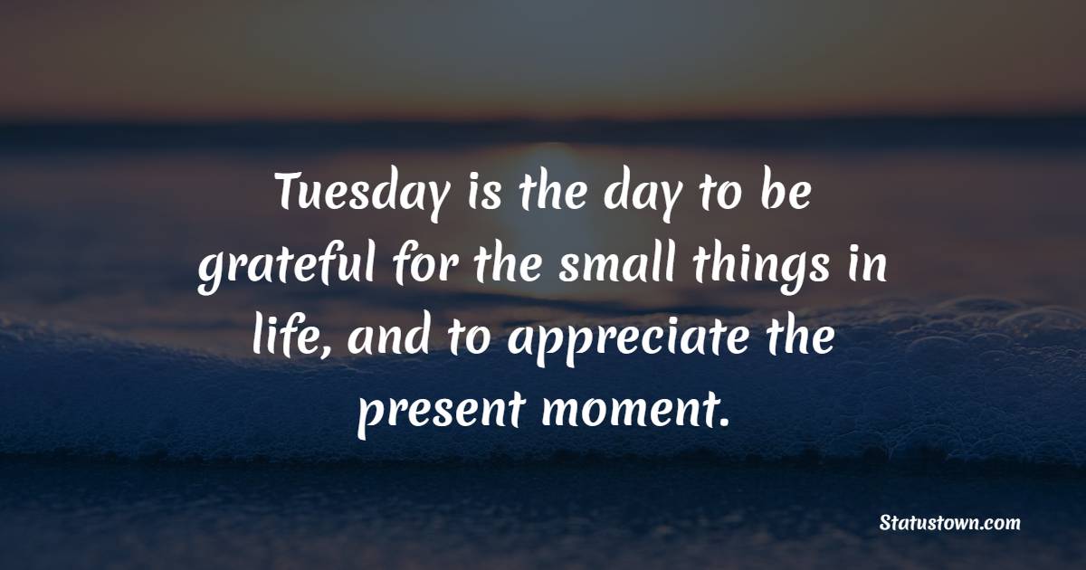 Tuesday is the day to be grateful for the small things in life, and to appreciate the present moment. - Tuesday Positive Quotes