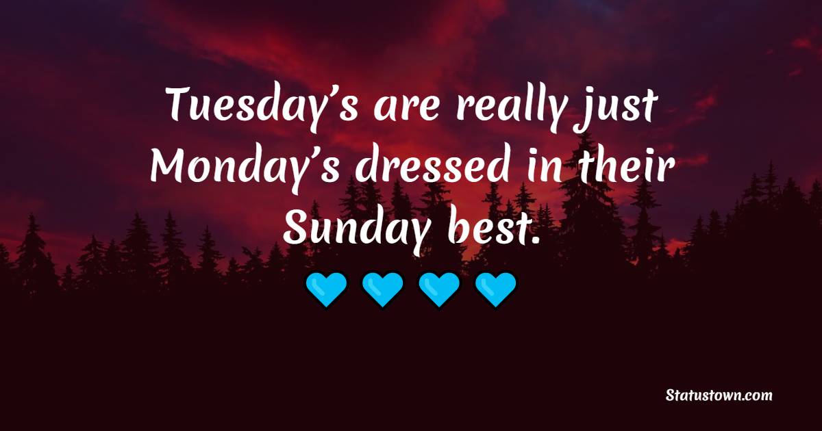 Tuesday’s are really just Monday’s dressed in their Sunday best.
