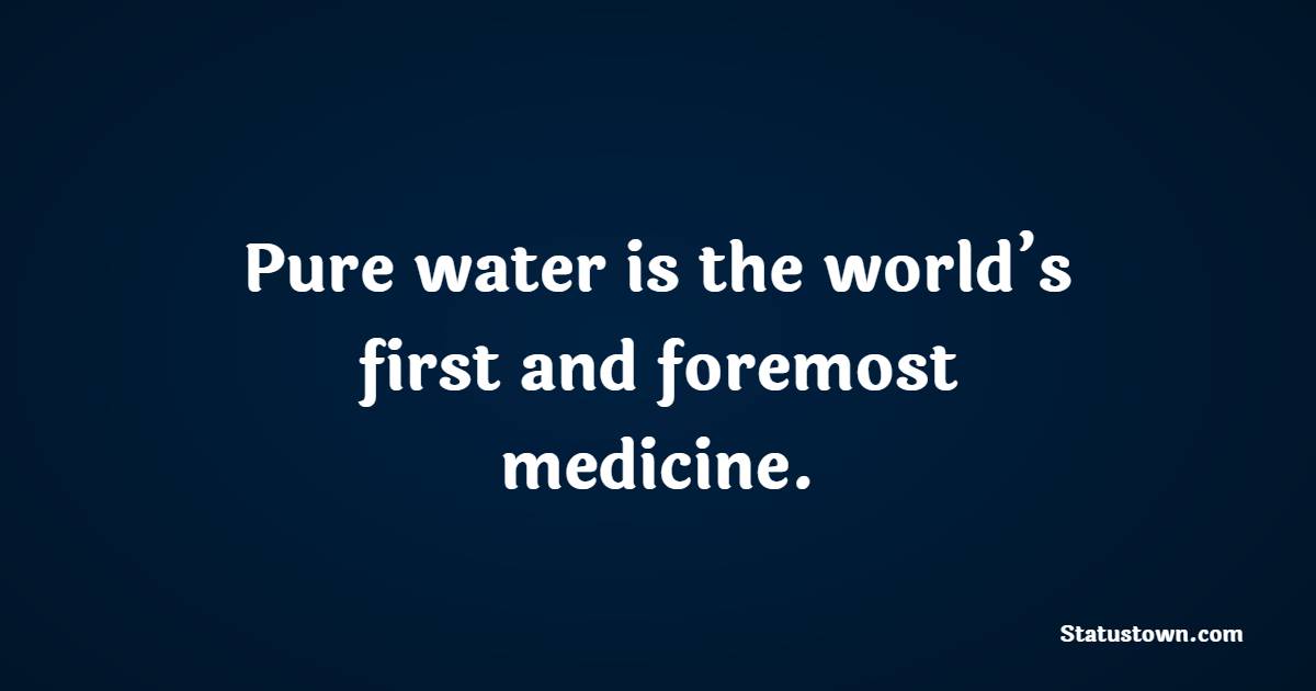Pure water is the world’s first and foremost medicine. - Water Quotes 