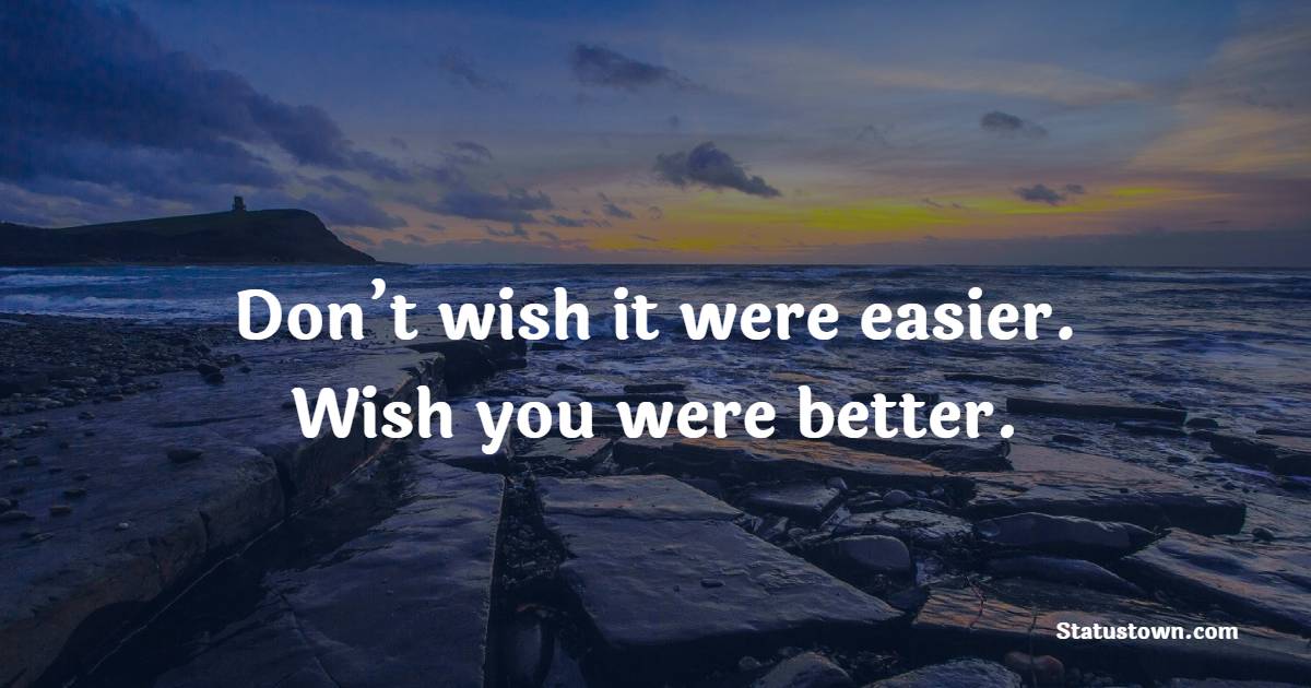 Don’t wish it were easier. Wish you were better.